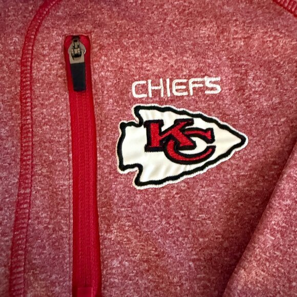 NFL Men's XL Kansas City Chiefs Full Zip Long Sleeve Light Red Heathered Jacket - Picture 3 of 4